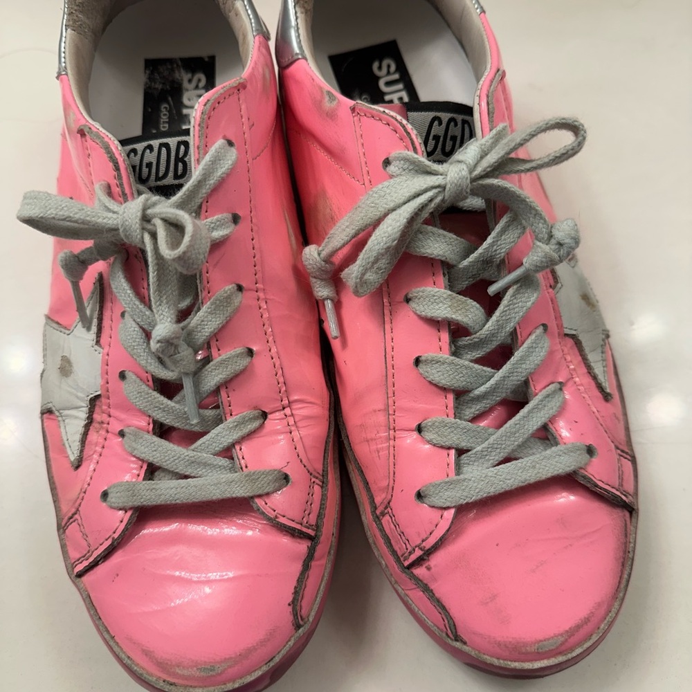 Golden Goose Pink and Gray Superstar Sneakers